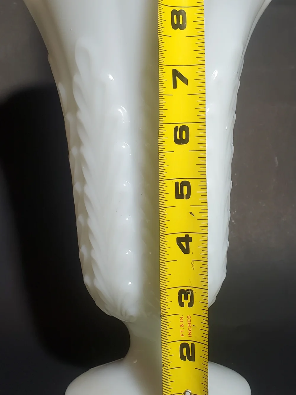 E.O. Brody CO White Milk Glass Scalloped Pedestal Vase Style M5200 Wheat Pattern